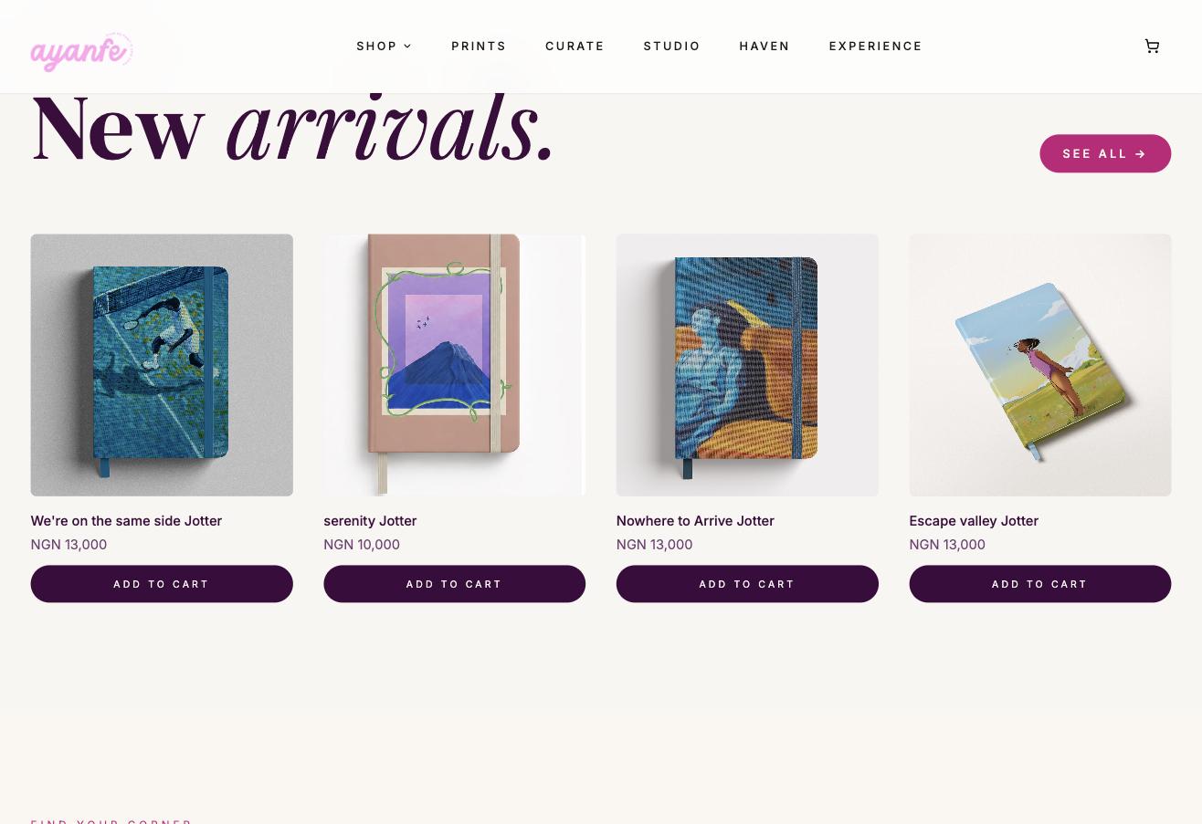 Ayanfe Haven — New Arrivals product grid